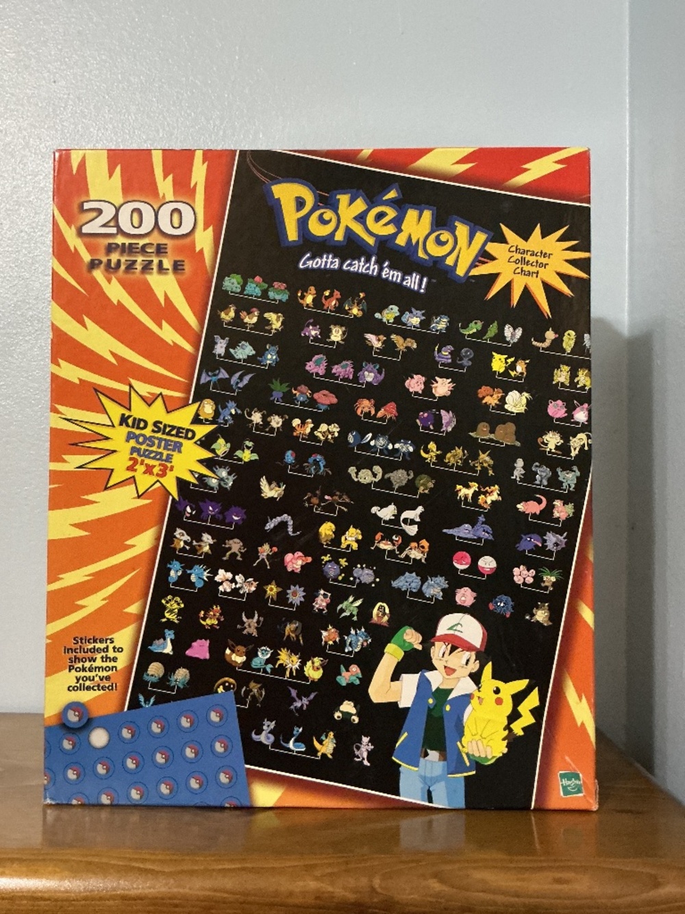 Vintage 1999 Pokemon 200 Piece Poster Puzzle Hasbro in Box Pikachu